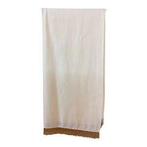 NEW BAJRA women's pashmina scarf with bead trim in ivory/gold